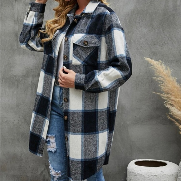 024 Cozy Plaid button up Oversized Jacket Shacket - Picture 3 of 6